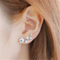 Boucles d'oreilles en cristal pour femmes, bijoux en forme de fleur, strass, couleur or, à la mode