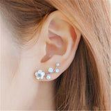 Boucles d'oreilles en cristal pour femmes, bijoux en forme de fleur, strass, couleur or, à la mode