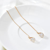 Boucles d'oreilles Vintage en Arc brillant pour femme, bijoux suspendus, Long fil, géométrique, or