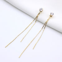 Boucles d'oreilles Vintage en Arc brillant pour femme, bijoux suspendus, Long fil, géométrique, or