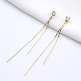 Boucles d'oreilles Vintage en Arc brillant pour femme, bijoux suspendus, Long fil, géométrique, or