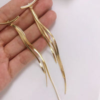 Boucles d'oreilles Vintage en Arc brillant pour femme, bijoux suspendus, Long fil, géométrique, or