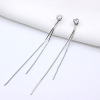Boucles d'oreilles Vintage en Arc brillant pour femme, bijoux suspendus, Long fil, géométrique, or
