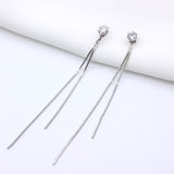 Boucles d'oreilles Vintage en Arc brillant pour femme, bijoux suspendus, Long fil, géométrique, or