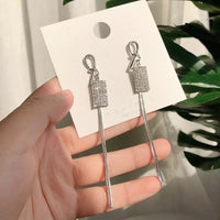 Boucles d'oreilles Vintage en Arc brillant pour femme, bijoux suspendus, Long fil, géométrique, or