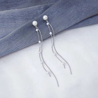 Boucles d'oreilles Vintage en Arc brillant pour femme, bijoux suspendus, Long fil, géométrique, or