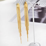 Boucles d'oreilles Vintage en Arc brillant pour femme, bijoux suspendus, Long fil, géométrique, or