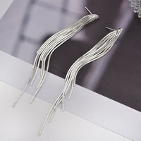 Boucles d'oreilles Vintage en Arc brillant pour femme, bijoux suspendus, Long fil, géométrique, or