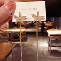 Boucles d'oreilles Vintage en Arc brillant pour femme, bijoux suspendus, Long fil, géométrique, or
