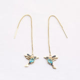 Boucles d'oreilles Vintage en Arc brillant pour femme, bijoux suspendus, Long fil, géométrique, or