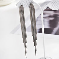 Boucles d'oreilles Vintage en Arc brillant pour femme, bijoux suspendus, Long fil, géométrique, or